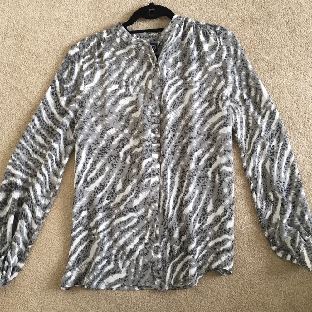 Scoop NYC Mandarin Collar Silk Skirt